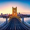 Sacramento skyline with bridge over a river